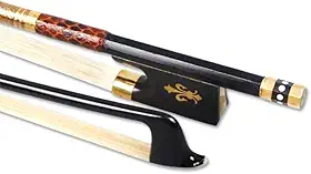 Arco de violino 4/4 tamanho completo fibra de carbono preto estilo flor de álamo ébano sapo pérola incrustado cabelo natural cavalo arco bem equilibrado