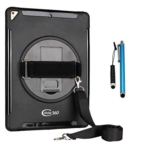 Cellular360 Shockproof Case for iPad Pro 12.9 (2nd Gen. and 1st Gen.),Car Headrest Mount Case with a 360 Degree Rotatable Kickstand, Handle and Shoulder Strap (Black)