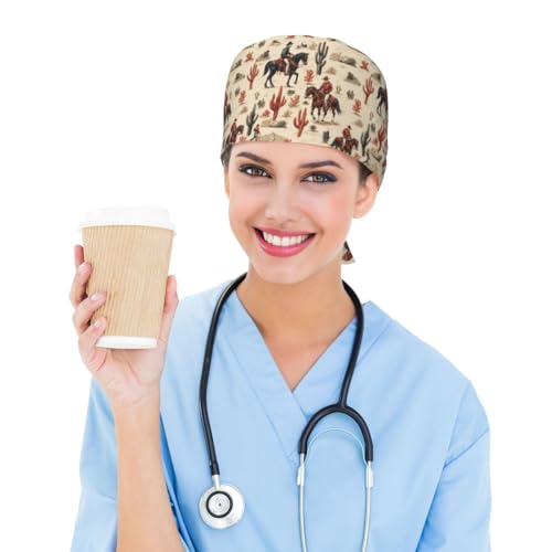 Image of Working Cap Scrub Cap with Sweatband | Adjustable Nurse Surgical Caps, for Men Women, Tie Back Hat