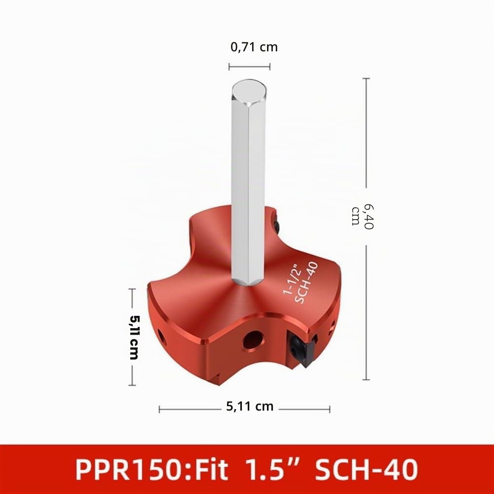 Alésoir de tuyau en PVC, outil d'alésoir de raccord de tuyau en alliage d'aluminium avec conception à triple lame pour raccords en plastique PVC CPVC et ABS Schedule 40 (1-1/2)