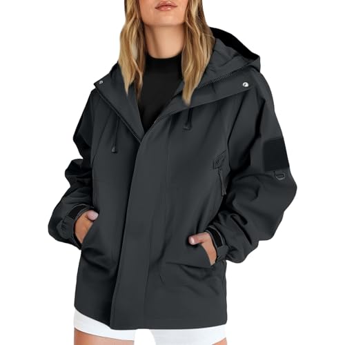 Generisch Giacca impermeabile e protezione solare, giacca funzionale unisex, alla moda, resistente all'abrasione, pratica, da trekking, con cappuccio regolabile, Nero , XL