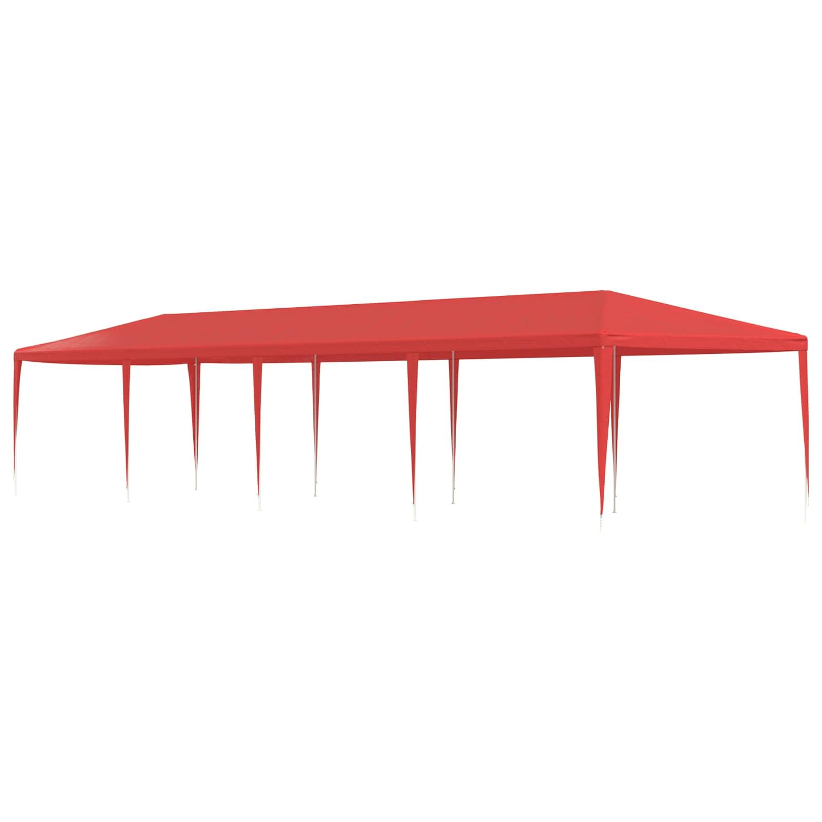 Quoril Tente de fête rouge - 1200 x 300 x 255 cm - PE et acier - 1200 x 300 x 255 cm - Dimensions : 1200 x 300 x 255 cm - Lattes en métal - Cadre pliable - Pour jardin, balcon