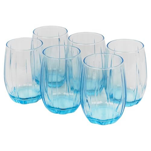 Queensway Home & Dining 12-Piece Coloured Glass Tumbler Set - Stylish, Durable Drinkware for Cocktails, Juices & Everyday Use - 240ml Blue Dishwasher Safe Glasses