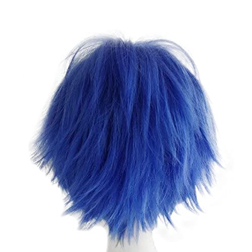 Gairyan Short Blue Wig Cosplay Wig Unisex Anime Cosplay Wigs for Women/Men Straight Fluffy Wig Costume Theme Party Fancy Dress Wigs Halloween Wig Comic-Con Costumes Accessories - Image 4