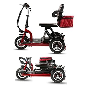 ZJDU Scooter De Mobilité Électrique Pliant,Scooters Électriques Pliables À 3 Roues,Scooter Portable Léger Pour Les Voyages, Adultes, Personnes Âgées -Supporte Un Poids 120 Kg,55km