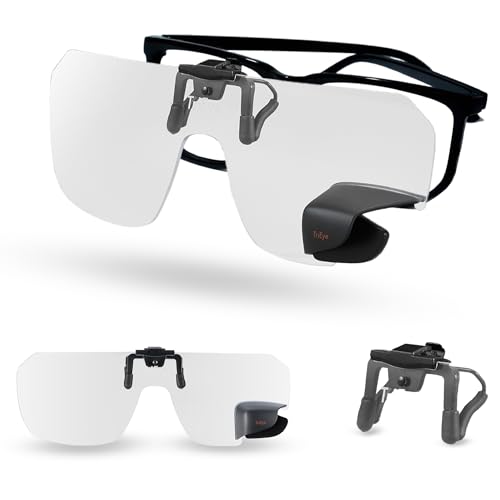 TriEye View Clip On Sunglasses with Rear View Mirror Clip On Sunglasses Over Prescription Glasses Flip Up Cycling Eyewear for Men & Women Clear Lens 140mm Fit
