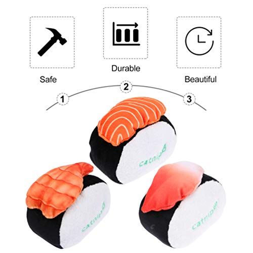 ULTECHNOVO 3Pcs Gato Catnip Brinquedos De Pelúcia Sushi Gato Mastigar Brinquedo Mordida-Resistente M