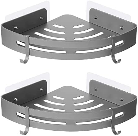 Jastt Adhesive Shower Shelf Bathroom Corner Shelf Wall Mounted Shelf Shelves Modern Small Shelf Shower Caddy High-Capacity Storage Rack in Bathroom Shelves Shampoo Holder No Drill Shower Shelf Grey