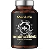 ImmunoShield Complexe À Base D’Extraits Végétaux – Vitamine C 1000 Mg De 3 Sources – Acerola, Rose Sauvage, Sureau Noir, Reishi, Shiitake – ManLife 120 Gélules Vegan