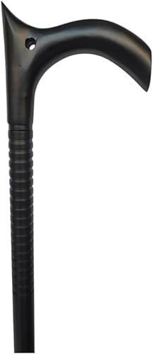 Bastón táctico de 37 pulgadas en negro con mango curvado en V, bastones de aluminio Steampunk para hombres y mujeres, fuertes y seguros para