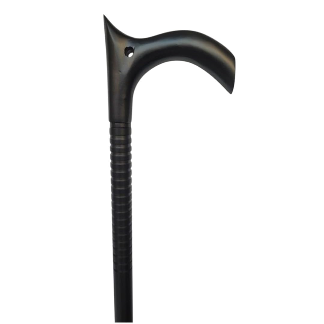 37" tactical walking cane stick in black with v-curved handle, aluminum steampunk walking canes for men & women, strong & safe for walking, best gift for parents & elders