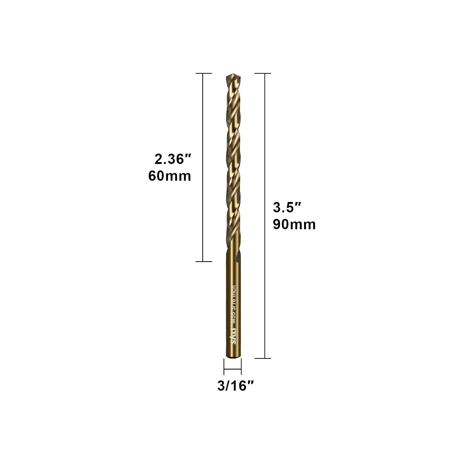 SALI Cobalt Drill Bit Set, 10Pcs 3/16" M35 High Speed Steel Jobber Length Drill Bit Kit for Hardened Metal, Stainless Steel, Cast Iron, Wood and Plastic, with Index Storage Case