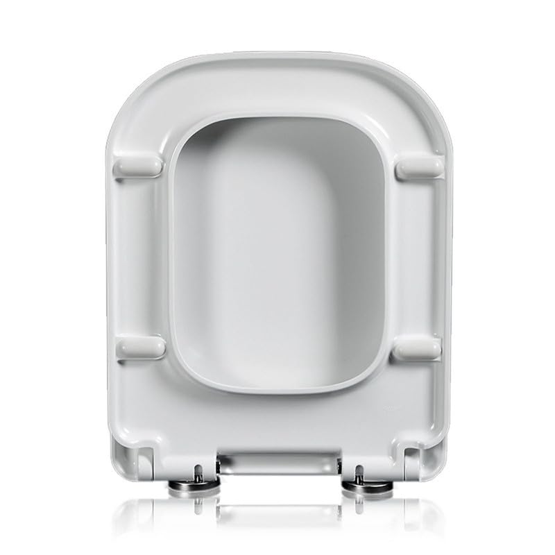 Cuadrada Asiento de Inodoro de Cierre Suave, Tapa de Inodoro de Liberación Rápida, Material de PP, Tapa WC Universal, Fácil Montaje y Limpieza, 04C, 43.5x34cm, Blanco