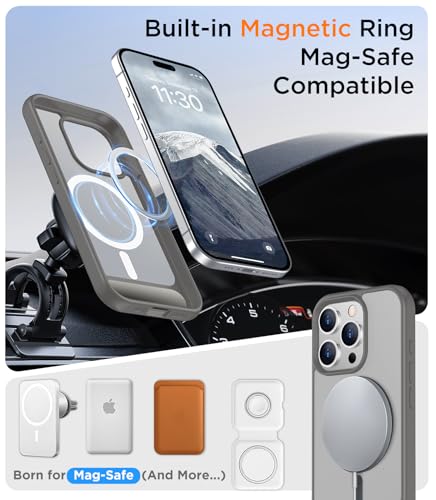 Image of Magnetic Compatible with iPhone 15 Pro Max Case, [Built-in Invisible Kickstand][Compatible with MagSafe] [Military Grade Shockproof] Slim Translucent Matte Phone Case for iPhone 15 Pro Max 6.7 inch