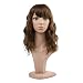 MelodySusie Mid Length Curly Wavy Wig for Women, 17 inches Hair Replacements Wig with Bang, Synthetic Fiber, Natural as Human Hair, for Daily Halloween Cosplay Costume, Wig Cap Included, Light Brown