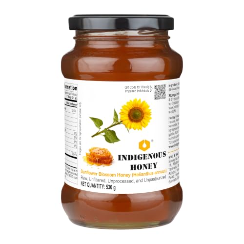 Image of INDIGENOUS HONEY Organic Sunflower Honey Raw Natural 17.64 oz Glass Jar