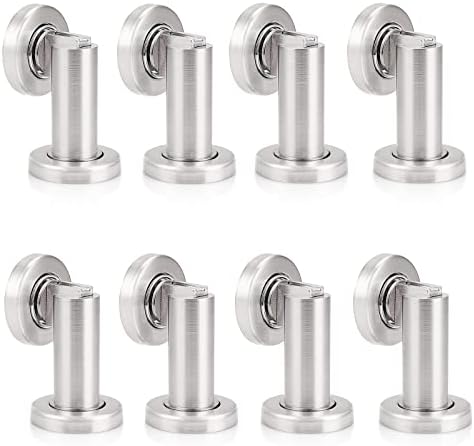Probrico Heavy Duty Door Stop Satin Nickel Metal Wall-Mounted Door Holder Floor-Mounted Magnetic Door Catch Stopper DSHH101SN