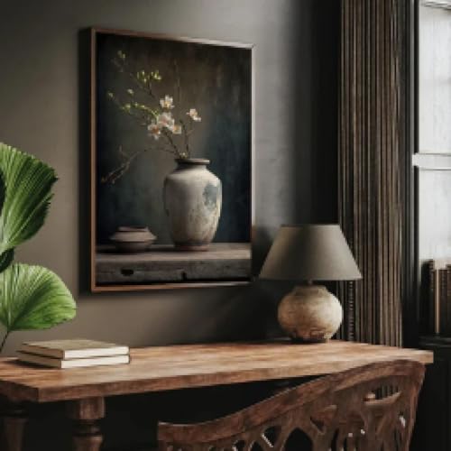 Peinture sur toile de fleur et vase pour raviver un mur vide avec l'art chinois