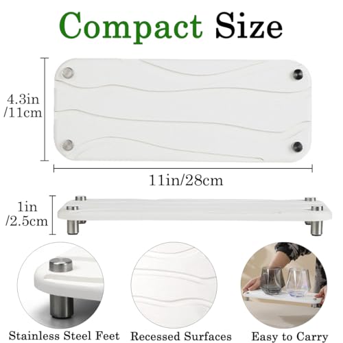 Acidea Quick Drying Stone Sink Tray, Instant Dry Sink Organizer Bathroom, Water Absorbing Stone Tray for Sink, Fast Drying Diatomaceaous Earth Sink Caddy for Kitchen Bathroom Counter, 11x4.3in, White - Image 3