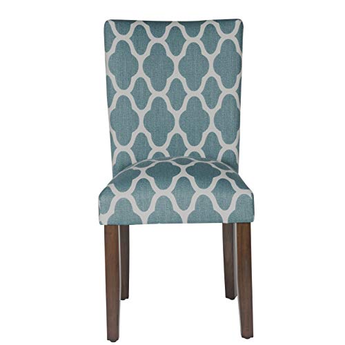 Image of HomePop Parsons Classic Upholstered Accent Dining Chair, Set of 2, Teal and Cream Geometric