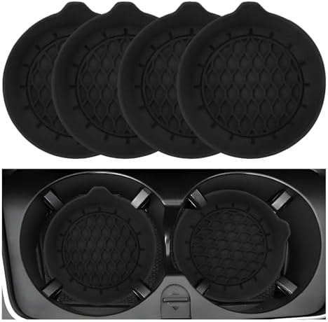 4 PCS Car Cup Holder Coaster, Non-Slip Silicone Auto Drink Mat Cu...