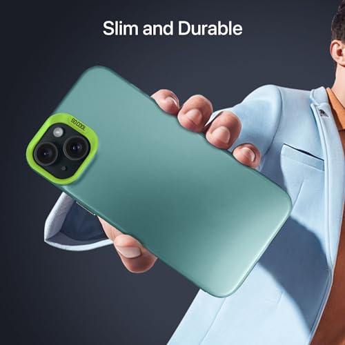 Image of Vaku Luxos Matte Dazzle Back Cover for iPhone 15 Plus Shock Proof Airbag Protection TPU Case Scratch Resistant Slim Thin Military-Grade Protection - Green