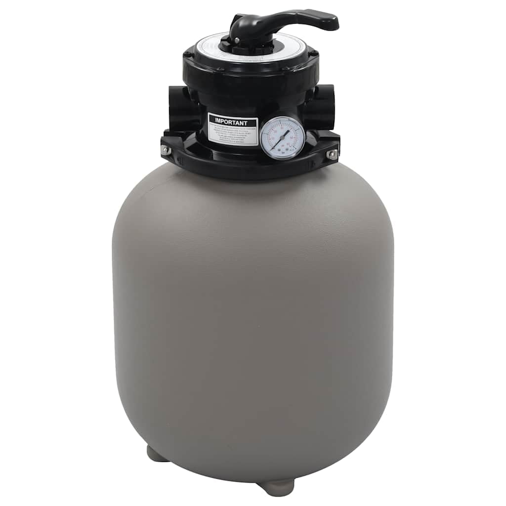 Filtre à sable de piscine 350 mm avec valve 4 voies pour filtre à sable, débit 7 m³/h pour piscine de jardin, gris