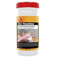 Sika – feuchte Reinigungstücher – Sika PowerClean Weiß – ideal für die Werkstatt – saubere Hände ohne Waschen – Spenderbox mit 100 Tüchern
