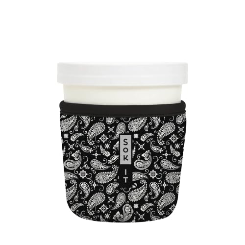 Sok It IceCreamSok Insulated Neoprene Cover (Black Bandana, Fits Tapered Pints)