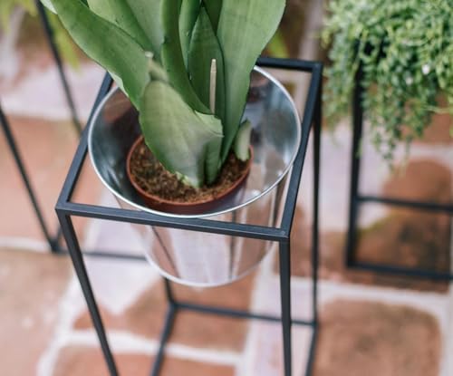 Macetero metal negro 24,5cm : pot de fleur design pour plante d'intérieur - 7
