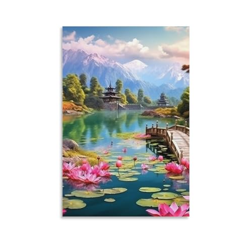 Tableau Lotus en bois décoration murale premium 50x75cm VSFCRQRQ