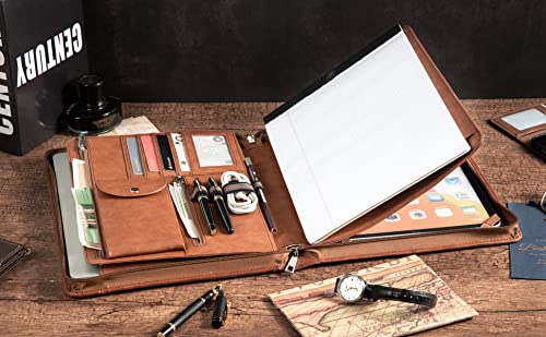 Azxcg Padfolio, Business Resume Portfolio, Vegan Leather Document Organizer, Portfolio Folder For A4 Writing Pad, Bag For Ipad Pro 12.9(2018/2020/2021), Brown #TOP2