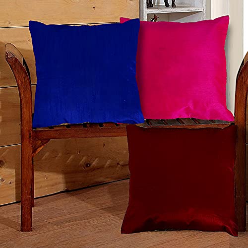 Rajwada-Fashion Indian Ethnic Decorative Dupin Silk Pillow Cushion Cover Set Of 5 Pcs Size 16 X 16 Inch. #TOP1