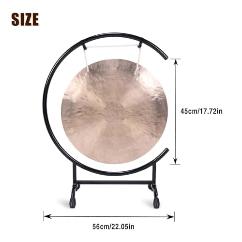 18\" Chinese Gongs on High C Stand,Gongs for Sound Healing,Easy to Assemble Metal Stand,Stand & Mallet Chinese Percussion Instrument Brass Gong Desktop Zen Art for Home Office Celebration