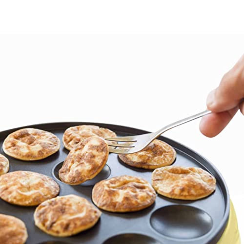 Foto von Bestron Poffertjes Maker im Retro Design, Mini Pfannkuchen Automat, mit Antihaftbeschichtung, Sweet Dreams, 800 W, Gelb