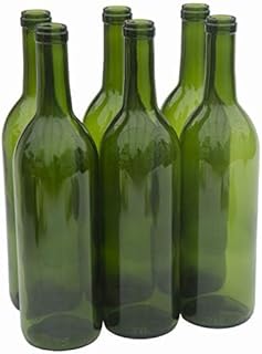 North Mountain Supply 750ml Glass Bordeaux Wine Bottles, CORK FINISH, Flat Bottom – Case of 6, Champagne Green