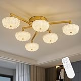 JUJUQI LED Deckenleuchte Moderne Deckenlampe Mit Fernbedienung,Φ68cm Gold...