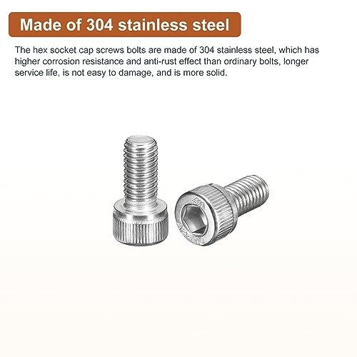 DTGN M8x16mm Socket Head Cap Screws Bolts, 25Pcs 304 Stainless Steel 18-8, Metric Machine Hex Socket Screw, Hex Drive - Image 3