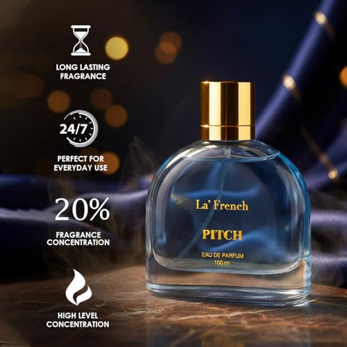 Image of La French Pitch Unisex Perfume 100ml | Long-Lasting Premium Fragrance with Clary Sage, Lemon & Amber Notes | Refreshing, Elegant Scent for Office & Party