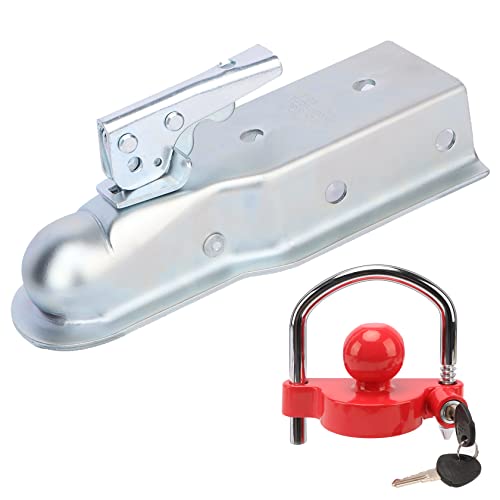 Metoware Straight Trailer Coupler 2“Ball And 3” Channel Width Channel Plus Trailer Coupler Lock Universal Adjustable Heavy-Duty Steel Trailer Hitch Lock #TOP23