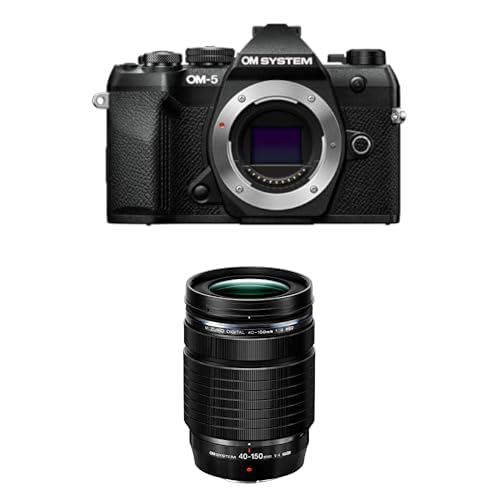 Image of Bundle of OM SYSTEM OM-5 Mark II Body Black Compact Light Weight Weather Sealed 4K Video Camera Best for Outdoor Travel + M.Zuiko Digital ED 40-150mm F4.0 PRO Compact Powerful Zoom