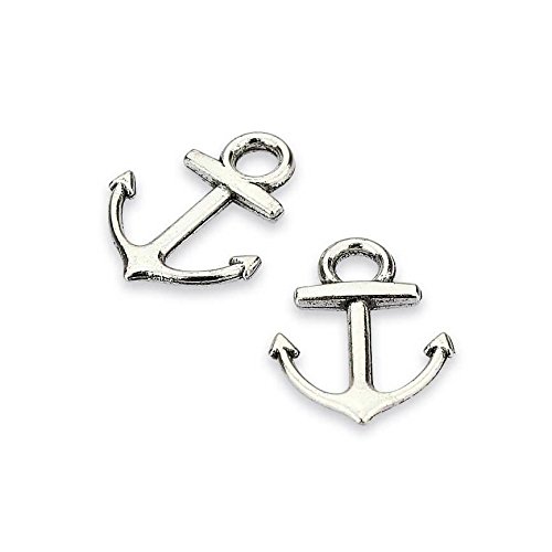 LolliBeads (TM Vintage Ocean Theme Anchor and Rudder Wheel Bracelet Connector and Charms for Jewelry Making DIY