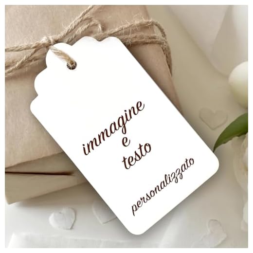 Mr Pubblicità - n. 60 Tag Bigliettini Bomboniera Personalizzati con Stampa inclusa – Etichette per Matrimonio, Sposi - Cartellini tag per bomboniere personalizzabili - Etichette (Personalizzato)