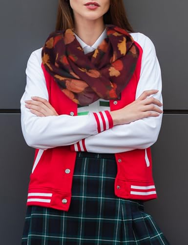 Fall Leaves Maple Pumpkin Scarf Soft Lightweight Pumpkin Patterns Scarf Warm Long Unisex Scarf for Autumn Thanksgiving Chirstmas Holiday Gift4