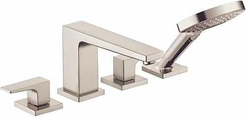 hansgrohe Metropol 32557821 - Juego de 2 manijas de 19 pulgadas de ancho para bañera y ducha independiente en níquel cepillado