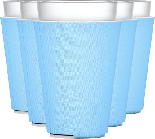 Image of TahoeBay Blank Pint Glass Sleeves, Beer Coolers, 6-Pack, Placid Blue | Insulating Foam Cooler, 16oz Collapsible Tapered Beverage Holder, Bar Cup Insulator for Transfer Vinyl, HTV, Sublimation, DTF