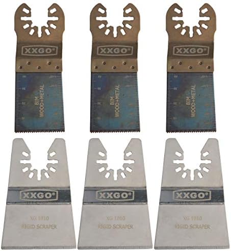 XXGO 6 Pcs Universal Oscillating Multi Tool Bi Metal Scraper Blades Accessories Sets For Metal Wood Cutting Scraping