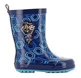 Leomil PAT PATROUILLE Bottes de Pluie Enfant 24 EU Garçon, Botte en Caoutchouc Fille, Chaussures de Pluie, Chaussures pour Enfants avec Paw Patrol Chase et Marcus, Semelle Antidérapante, Bleu