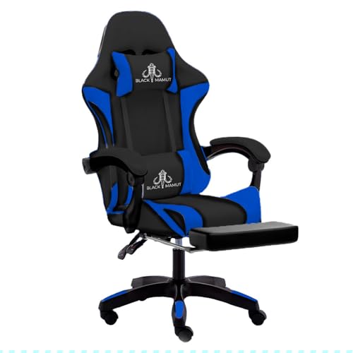 KITUL Silla Gamer Reclinable con Reposa Pies Silla Gaming Ergonómica Ajustable con Masajeador Lumbar, Comoda Reclinable hasta 90° Resistente (Azul)