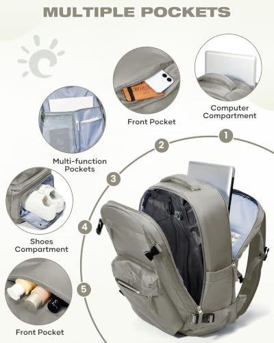 Image of suradar Vacuum Backpack Travel with Pump,Travel Backpack with One Button Vacuum System Vacpack Sealed Compression Airbag Carry on Flight Approved Laptop Backpack Space Saver Bags Brown